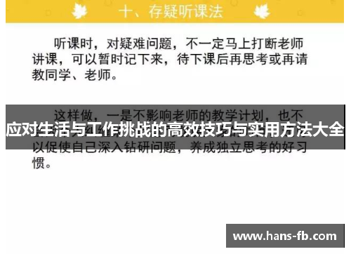 应对生活与工作挑战的高效技巧与实用方法大全