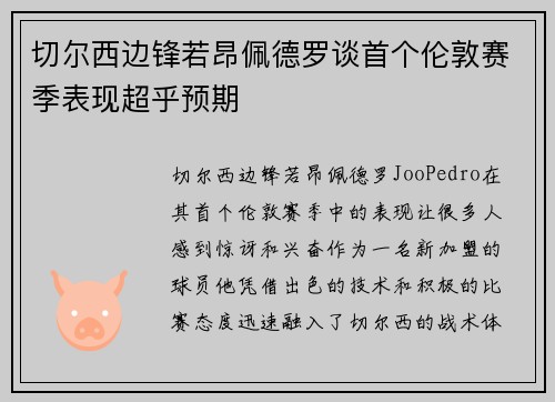 切尔西边锋若昂佩德罗谈首个伦敦赛季表现超乎预期 切尔西边锋若昂佩德罗谈首个伦敦赛季表现超乎预期